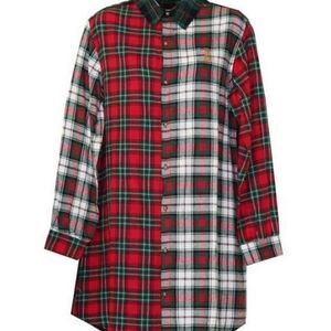 RALPH LAUREN VINTAGE CREST SLEEPSHIRT SIG PLAID M